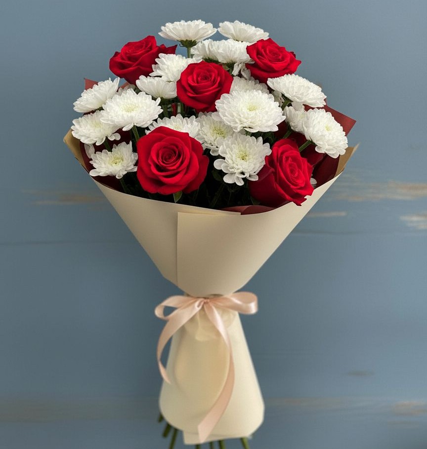 Букет цветов из: Розы и Хризантемы в Шаблыкино