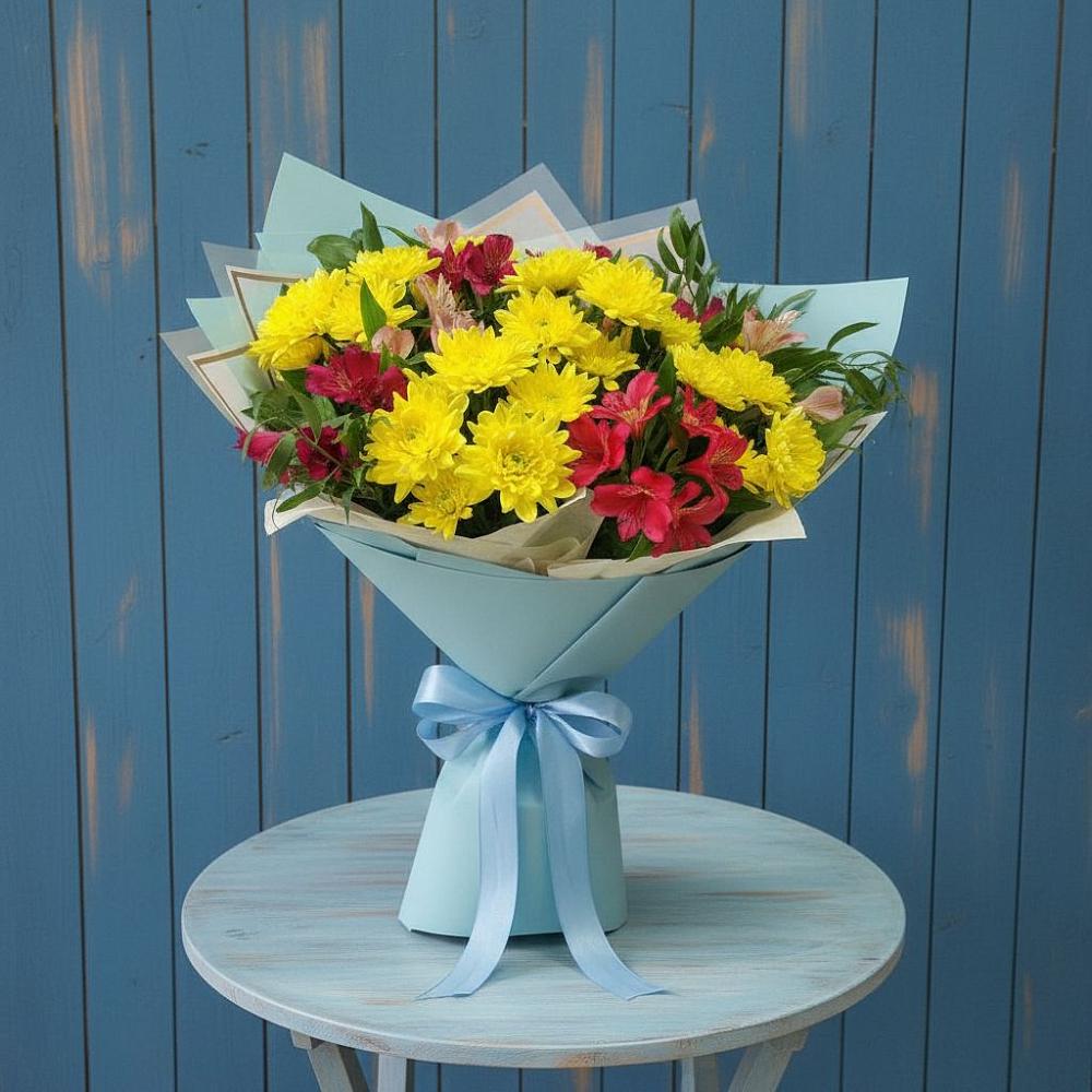 Букет цветов из: Альстромерии и Хризантемы в Шаблыкино