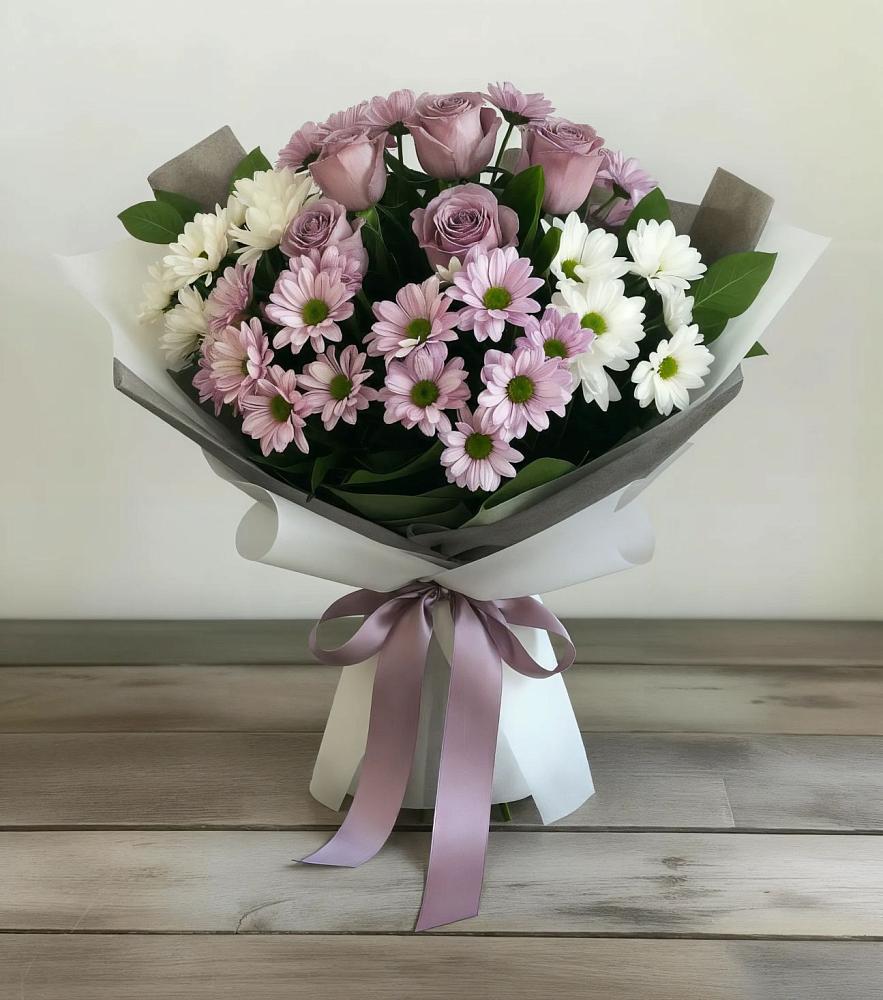 Букет цветов из: Хризантемы и Розы в Шаблыкино