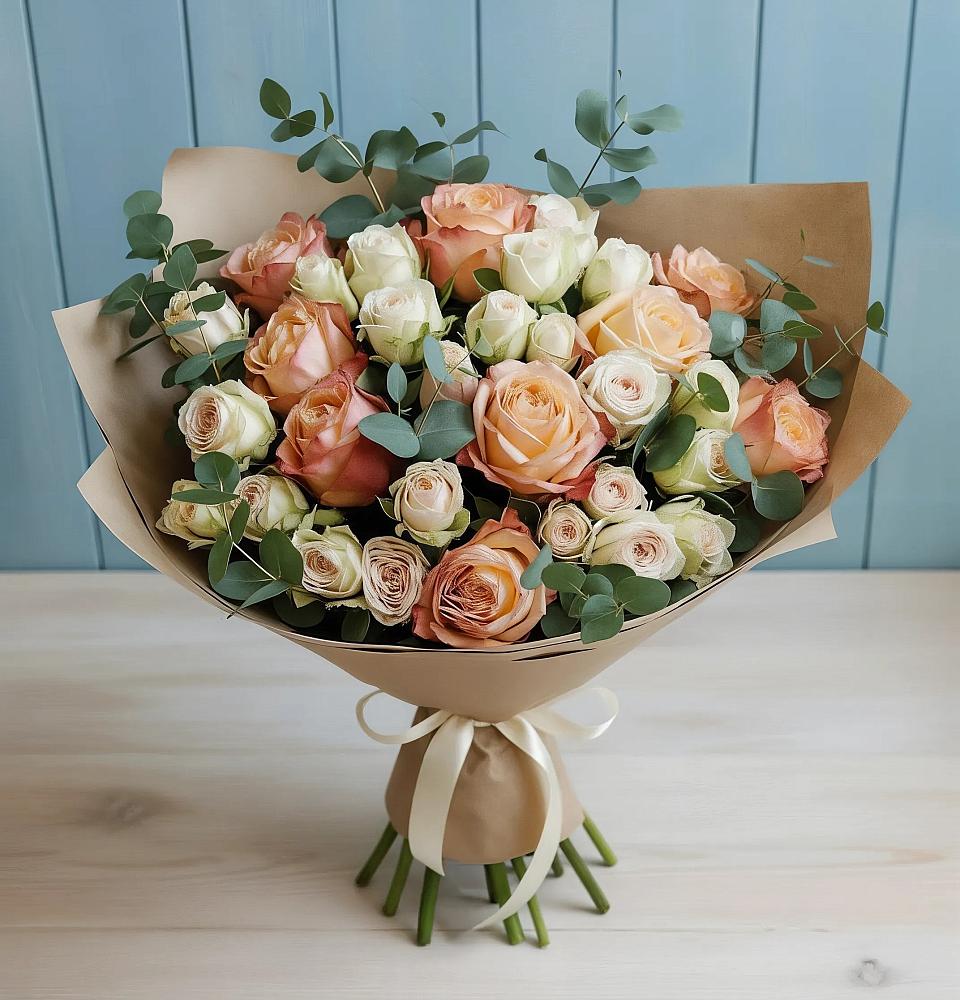 Букет цветов из: Альстромерии и Розы в Шаблыкино