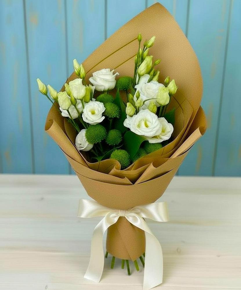 Букет цветов из: Хризантемы и Лизиантусы в Шаблыкино