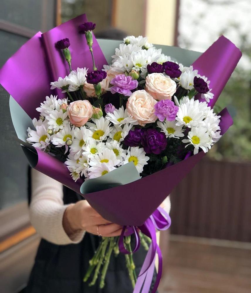 Букет цветов из: Хризантемы, Гвоздики и Розы в Шаблыкино