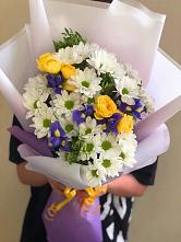 Букет цветов из:  Ирисы, Хризантемы и Розы #REPLACE_PRED# Шаблыкино