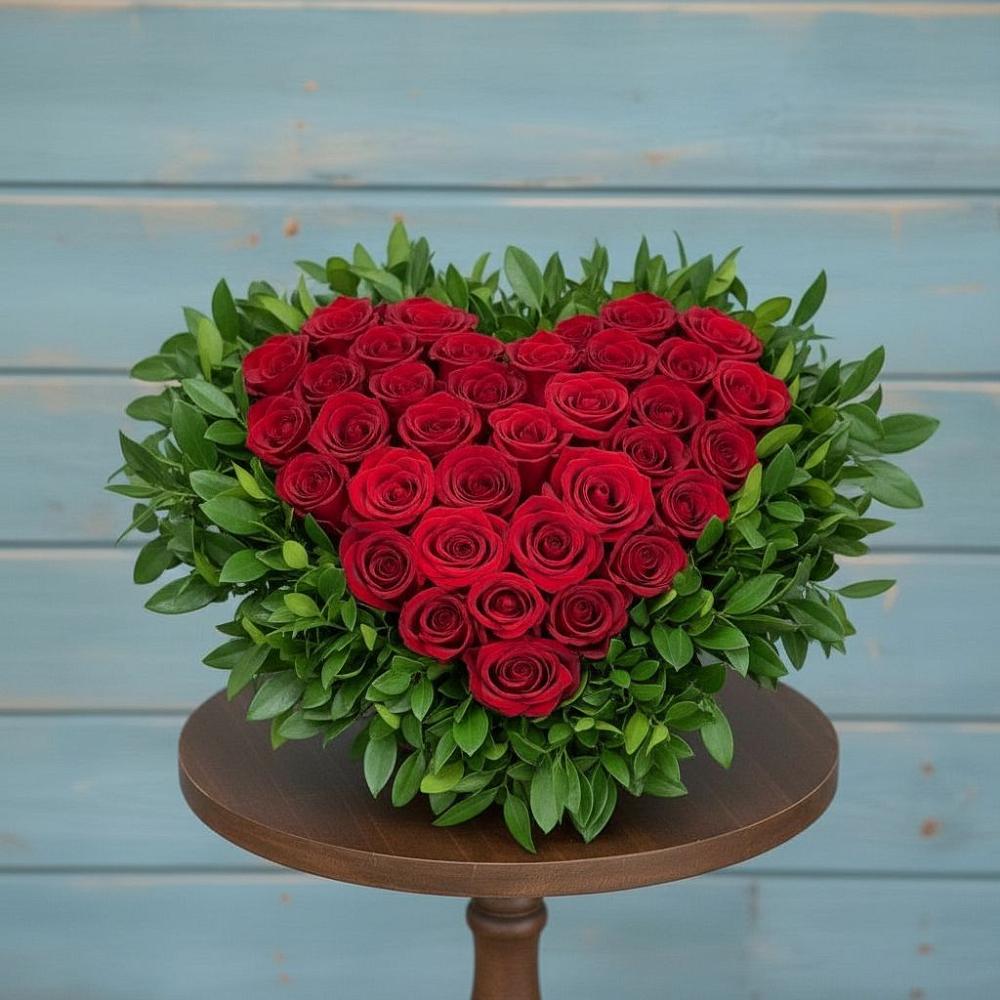 Цветочная композиция из Розы в виде сердца в Шаблыкино