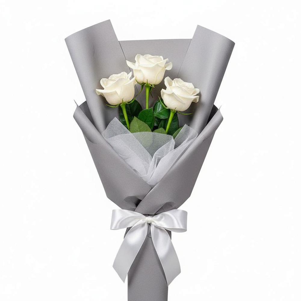 Букет 3 белые розы в Шаблыкино