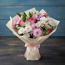 Букет цветов из:  Хризантемы, Альстромерии и Розы в Шаблыкино