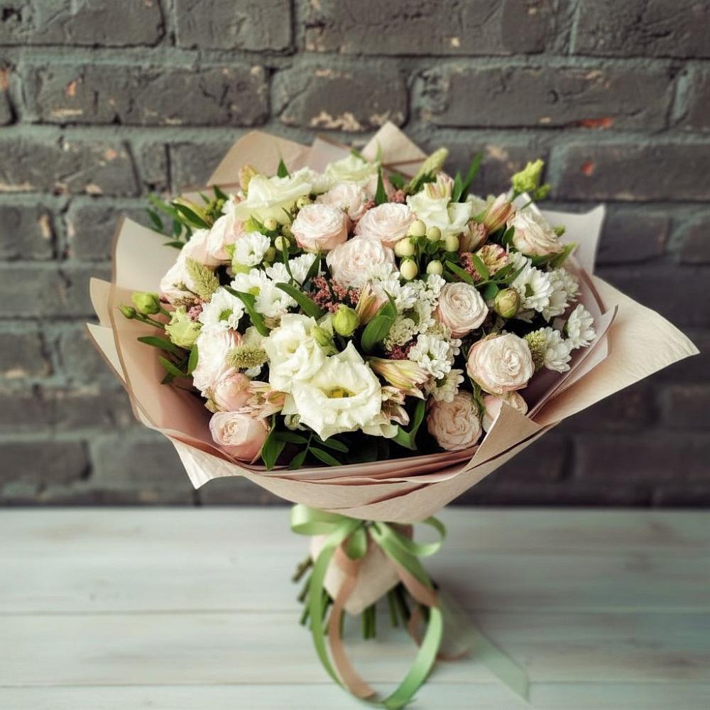 Букет цветов из: Альстромерии, Розы и Хризантемы в Шаблыкино