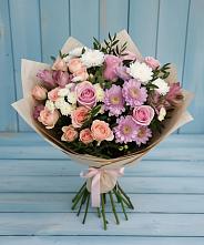 Букет цветов из:  Хризантемы, Розы и Альстромерии #REPLACE_PRED# Шаблыкино