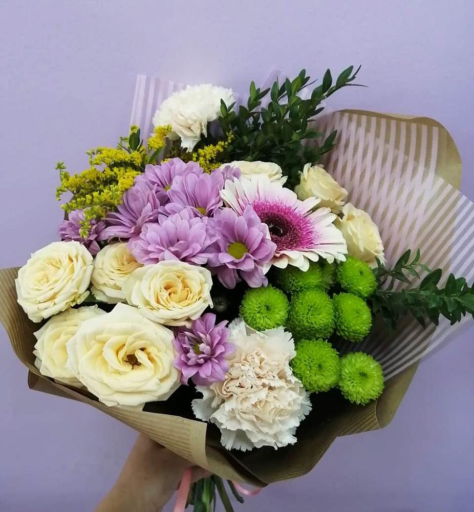 Букет цветов из: Хризантемы, Розы, Гвоздики и Герберы в Шаблыкино