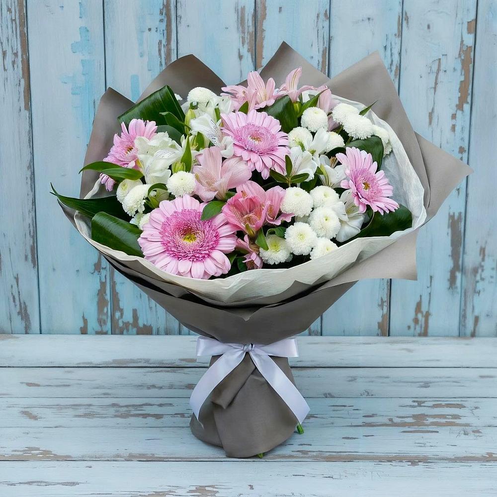 Букет цветов из: Герберы, Альстромерии и Хризантемы в Шаблыкино
