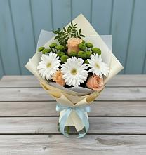 Букет цветов из:  Герберы, Розы и Хризантемы #REPLACE_PRED# Шаблыкино