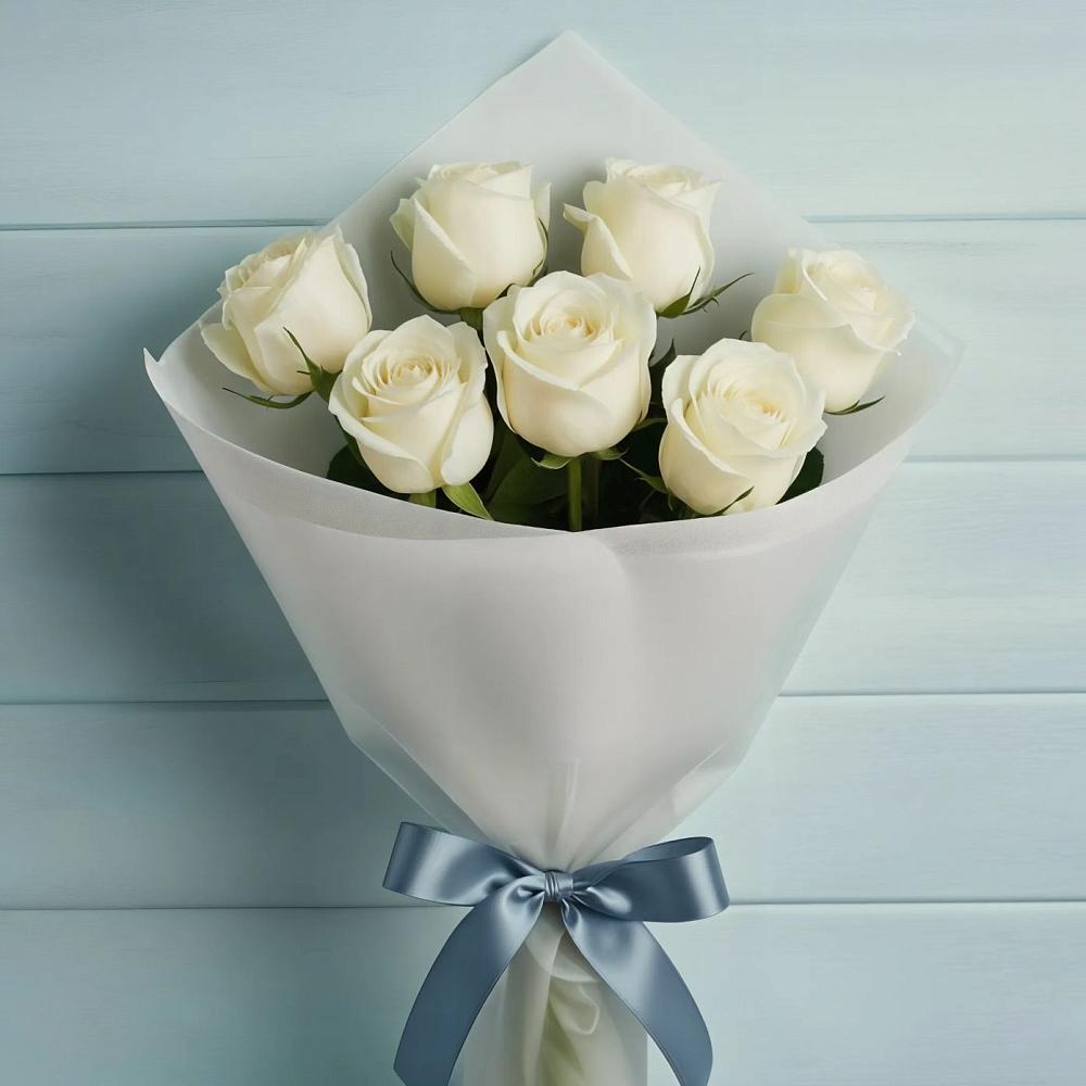 Букет 7 Белых роз Эдлесс Лав в Шаблыкино